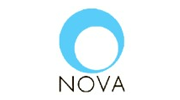 NOVA logo with a blue circular symbol above the word NOVA in black text