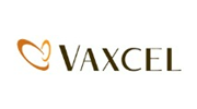Gold Vaxcel logo with a stylized heart icon
