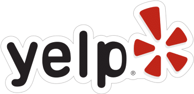 A yelp logo with a red star on it