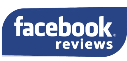 A blue facebook reviews logo on a white background
