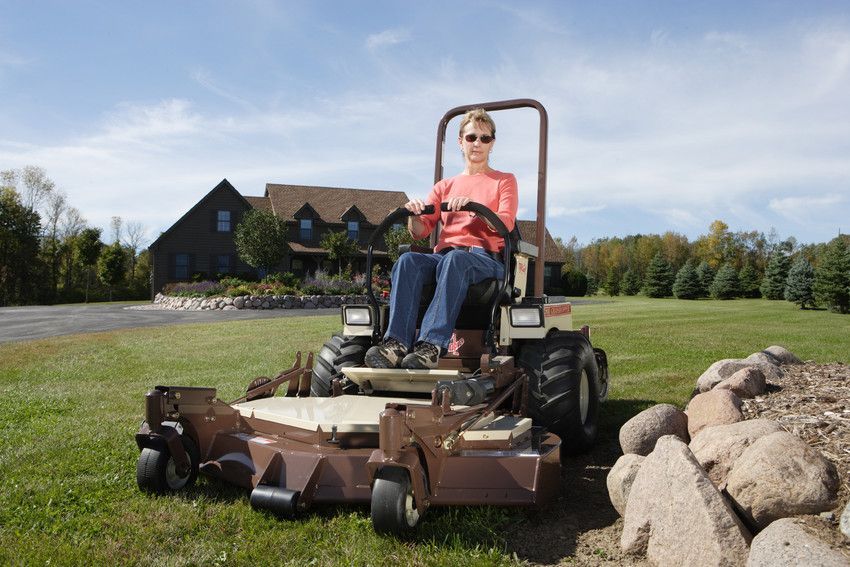 lady on a mower