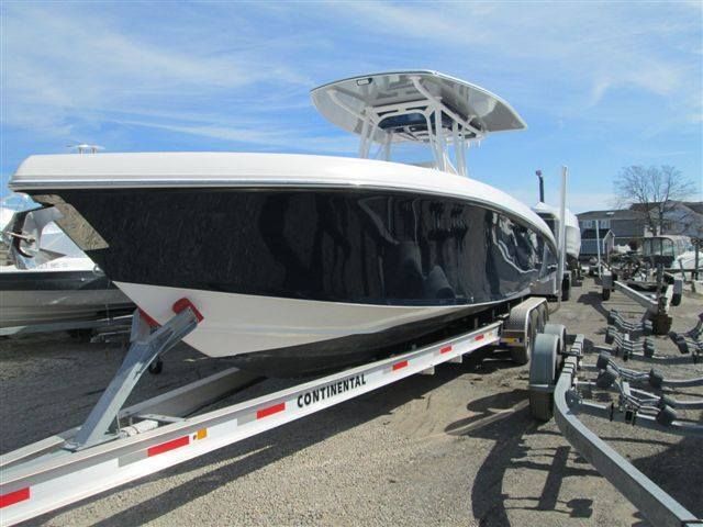 A boat is on a trailer that says continental