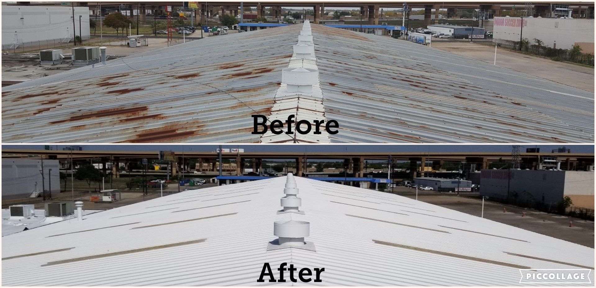 Before and after roof repair