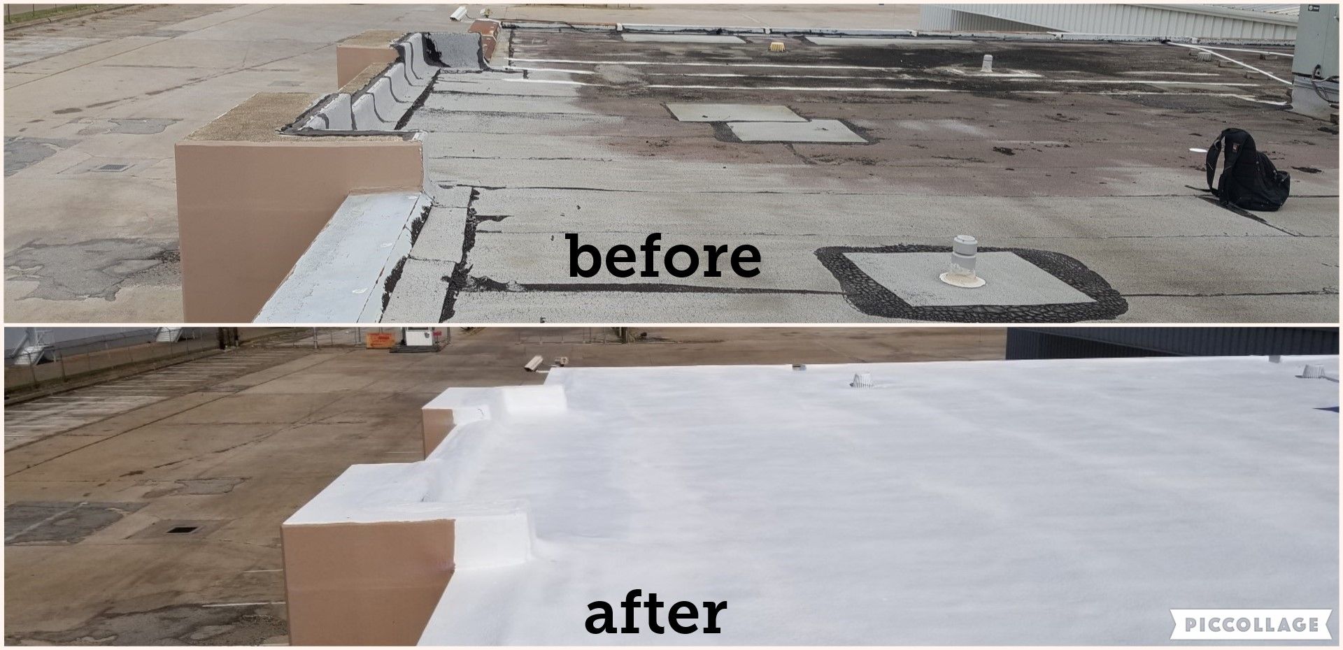 Before and after roof repair