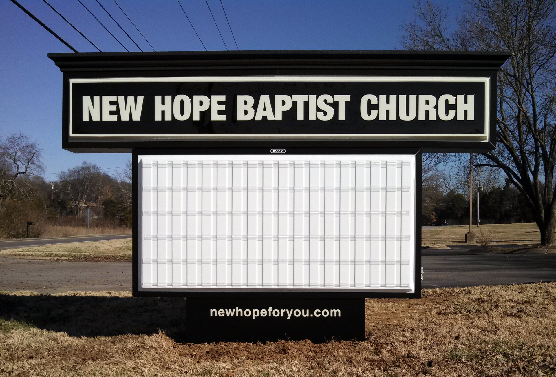 A billboard for the new hope baptist church