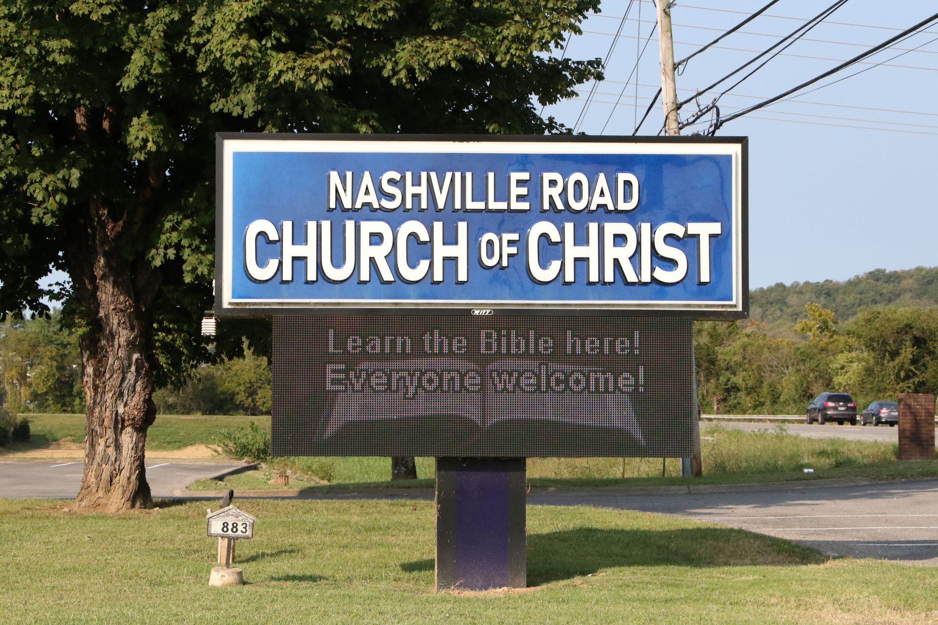 A sign for the nashville road church of christ