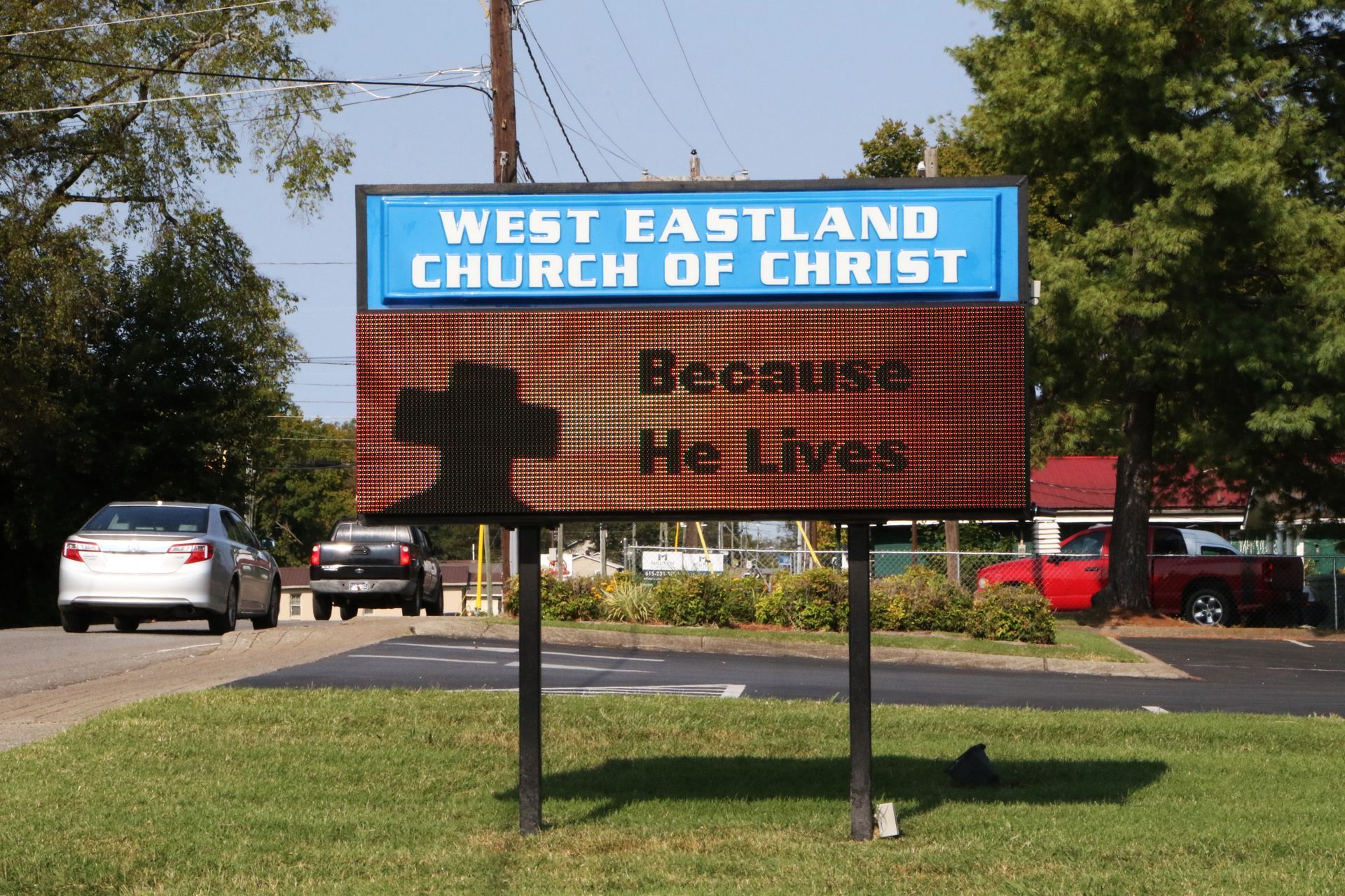 A sign for the west eastland church of christ
