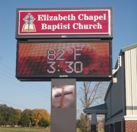 A sign for the elizabeth chapel baptist church