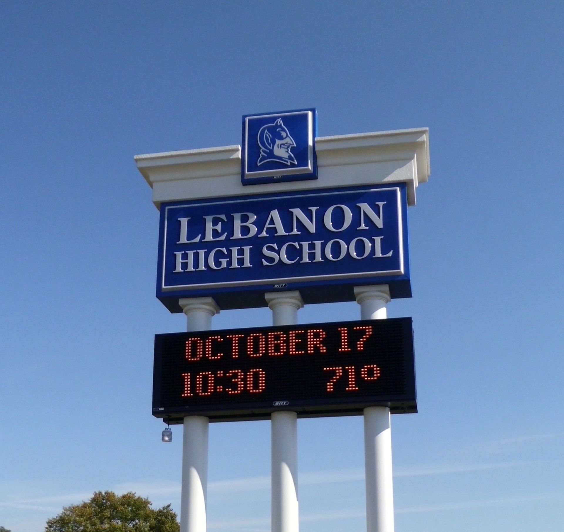 A large sign for lebanon high school