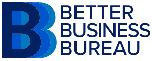 Better Business Bureau logo with blue stylized B and black text