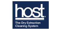 HOST logo with “The Dry Extraction Cleaning System” in white text on a blue background