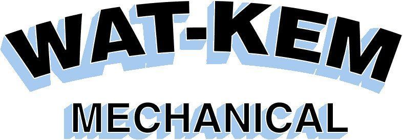 Logo for WAT-KEM MECHANICAL, black text on a light blue background.