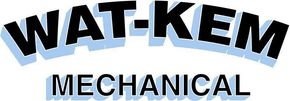Logo for WAT-KEM MECHANICAL, black text on a light blue background.