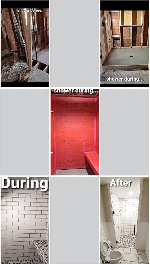 before and after bathroom and shower area remodeling