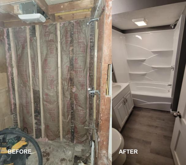 before and after bathroom walls