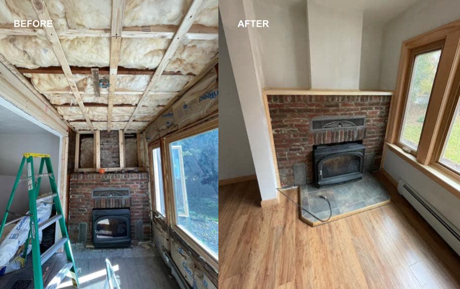 before and after fireplace