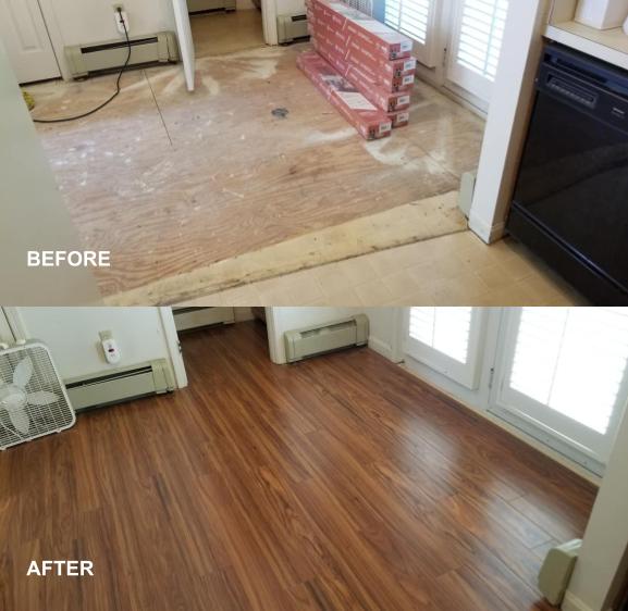 before and after flooring service