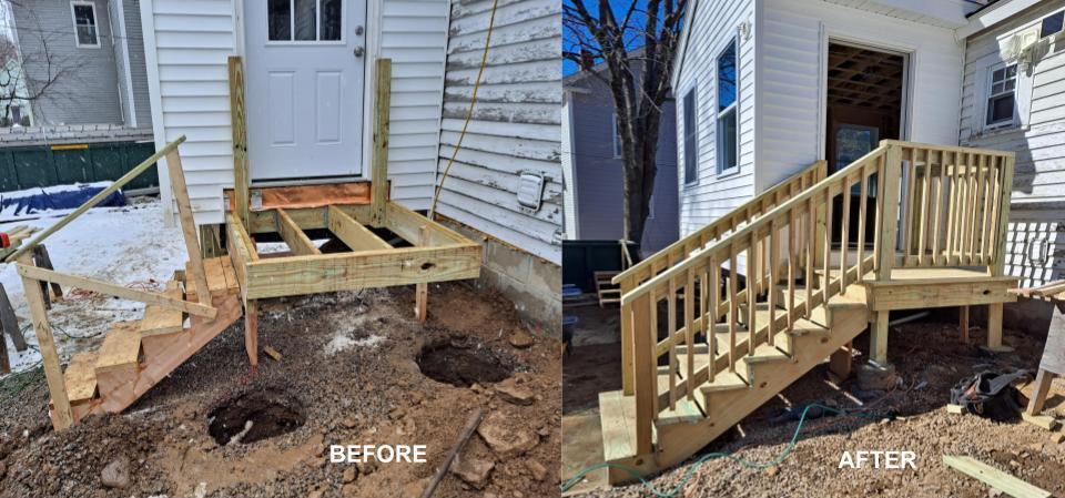 before and after residential patio and stairs remodeling