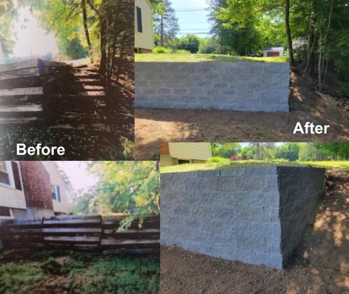 before and after retaining walls