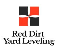 Logo for Red Dirt Yard Leveling: Square with black and red quartered pattern, company name below.