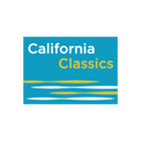 California Classics logo on a blue background with white and yellow text and wave lines.