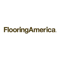 FlooringAmerica logo in dark brown text on a white background.