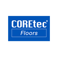 COREtec Floors logo in white text on a blue background.