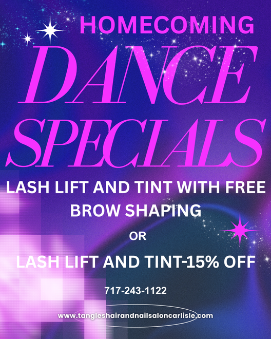 Homecoming dance specials, Lash Lift and Tint special for October