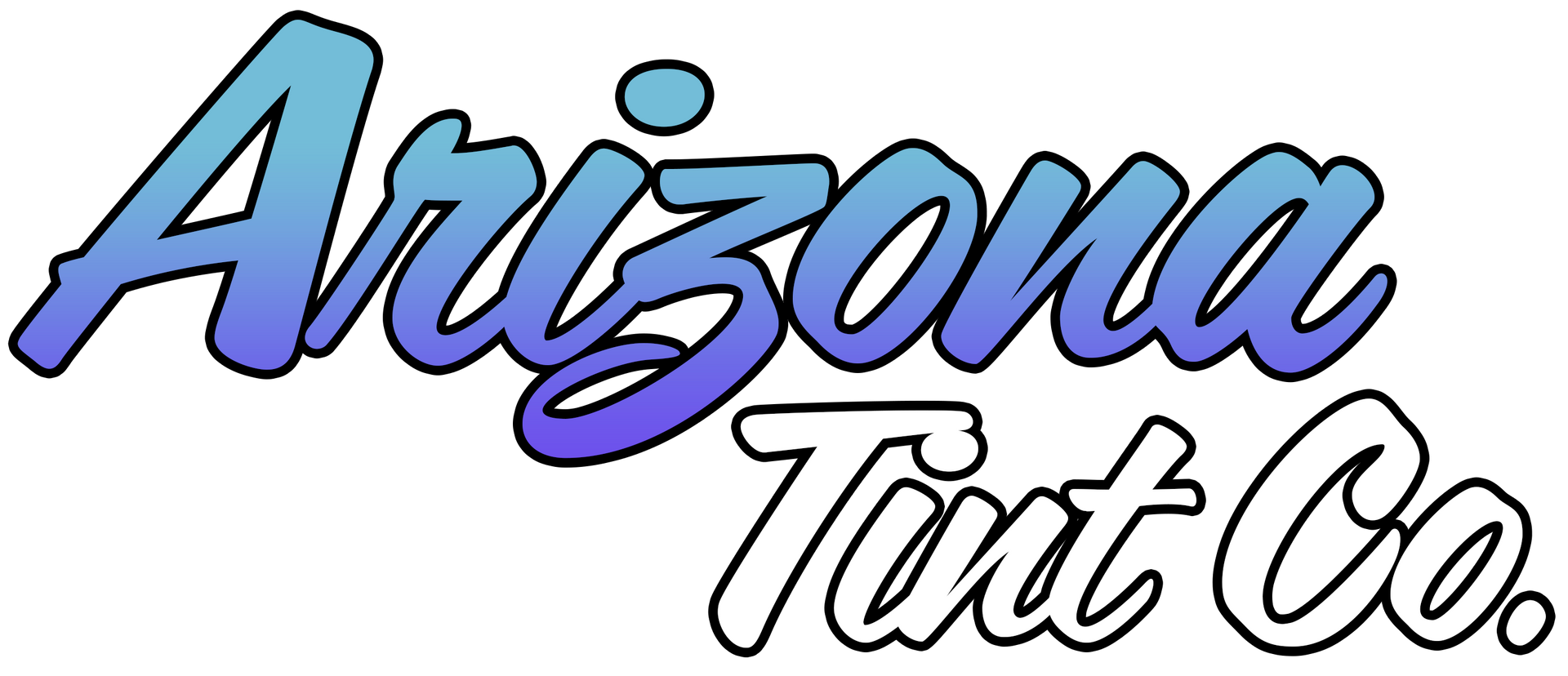 Logo reading &ldquo;Arizona Tint Co.&rdquo; in blue and gray script text