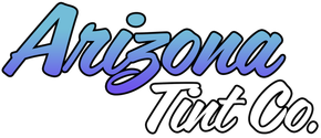 Logo reading &ldquo;Arizona Tint Co.&rdquo; in blue and gray script text