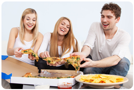 People eating pizza