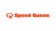 Speed Queen logo in orange: letter Q with crown icon, and brand name.
