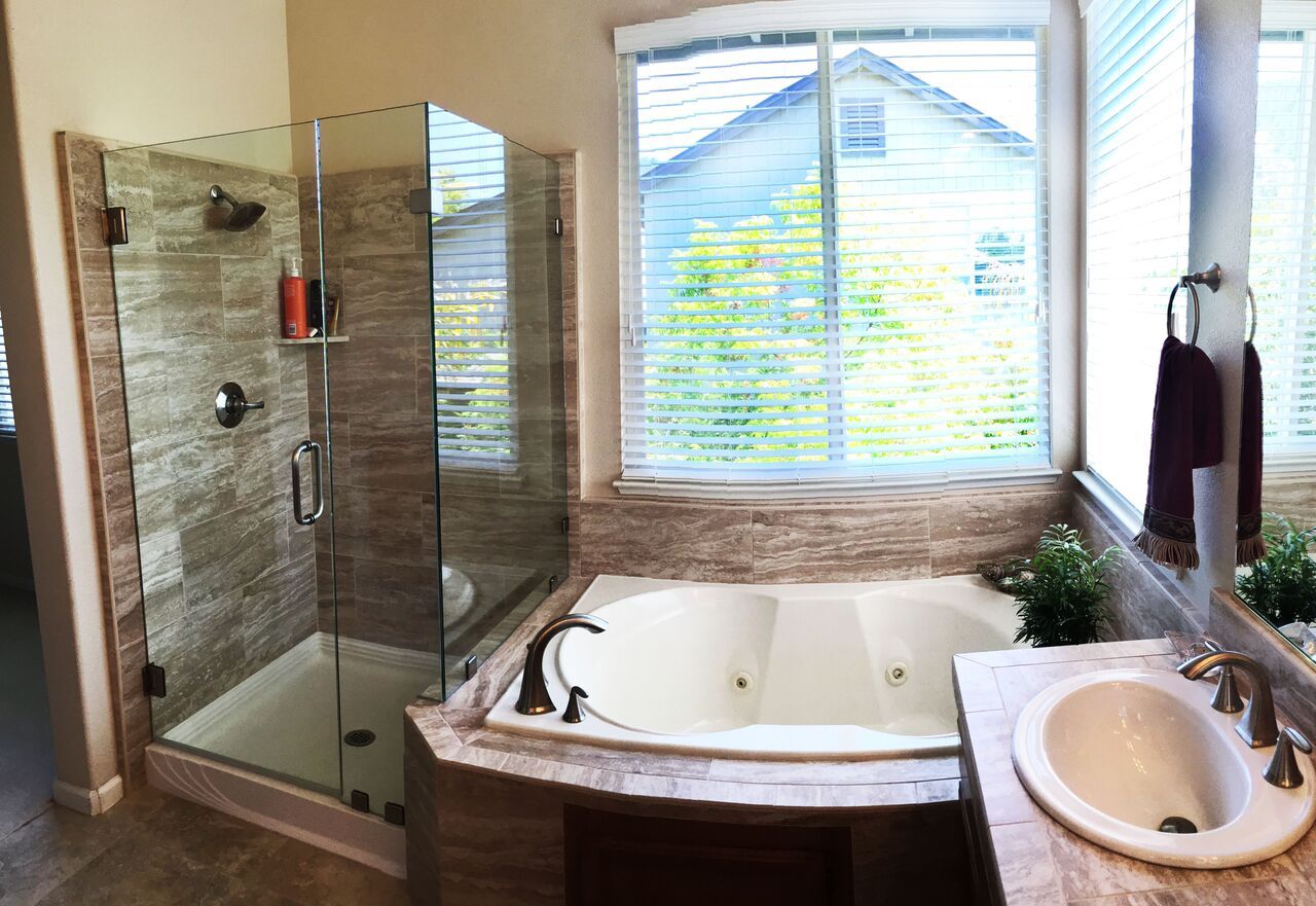 Tiled tub and shower