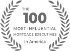 A laurel wreath with the words `` the 100 most influential mortgage executives in america '' written on it.