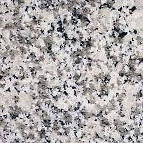 White and gray granite with small black flecks.