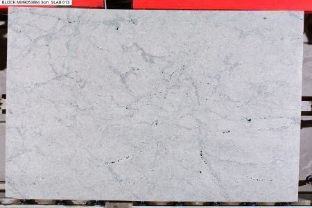 Gray and white marbled granite slab.