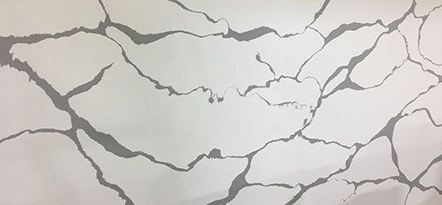 White countertop with gray veining.