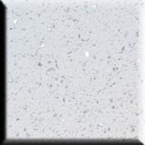 White quartz countertop with flecks of gray and silver.