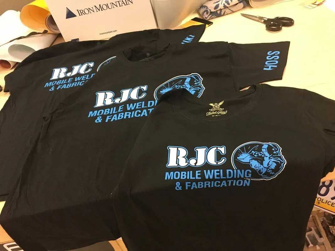 Black t-shirts printed with 