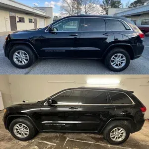 Black SUV shown in side profile in two photos, one outdoors and one indoors, for comparison.