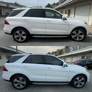 White SUV shown in side profile in a driveway, with two similar views stacked vertically.