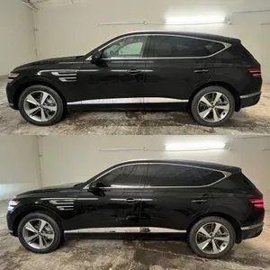 Black SUV shown from the side in a garage, with front and rear views stacked vertically.