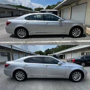 Silver sedan parked outdoors, shown from the side in two nearly identical views.