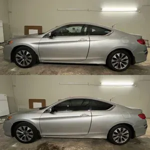 Side-view silver coupe shown in a garage, with two nearly identical stacked views.