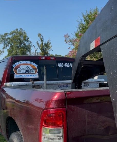 Red pickup truck with a trailer hitch attached