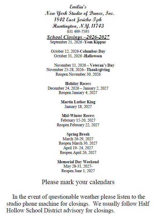School district calendar dates for closures, holidays, and meetings on a white page.