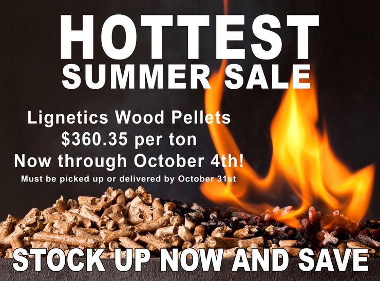 Sale on wood pellets. Text: