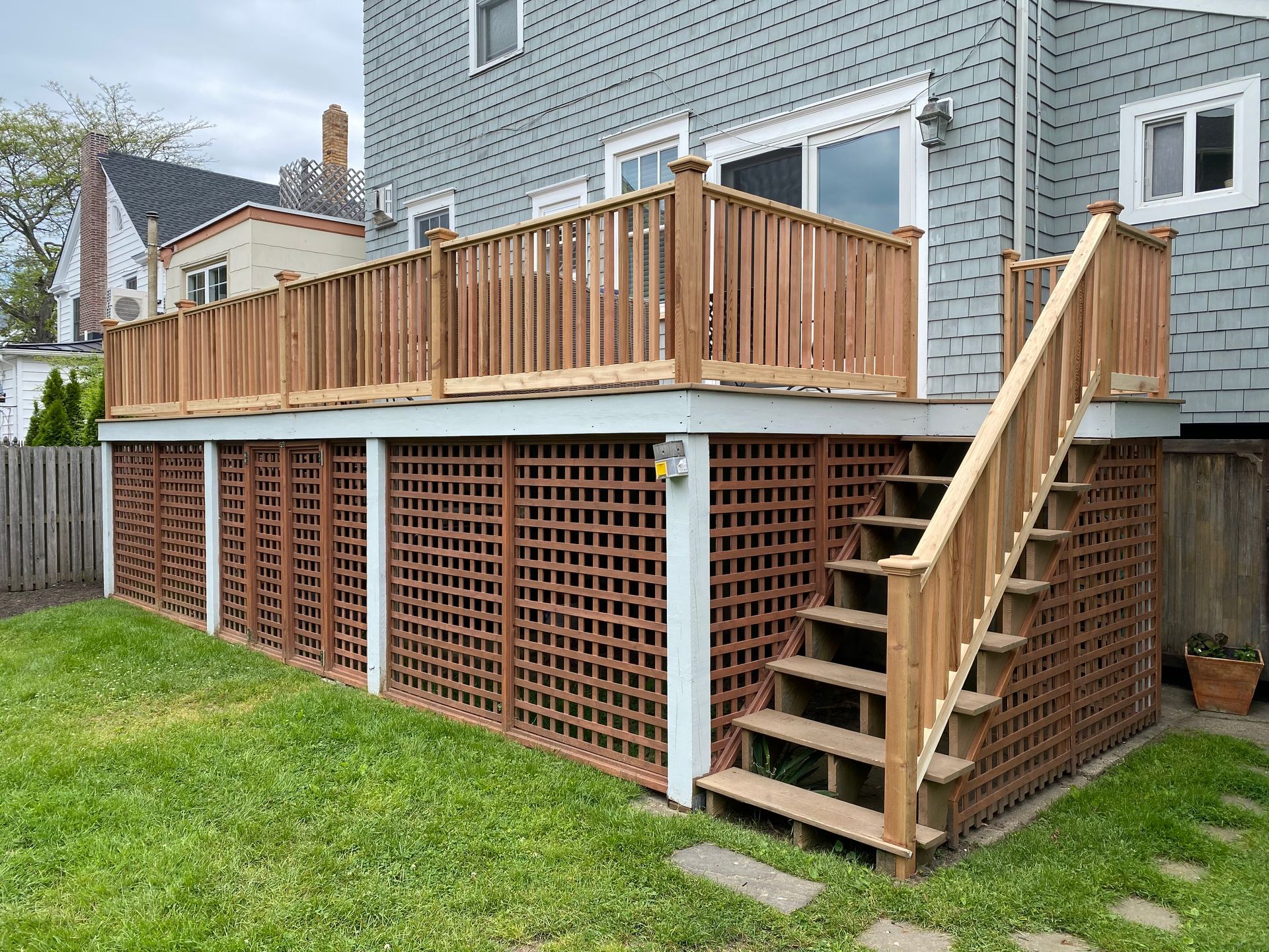 Side view of completed deck