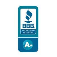 The bbb accredited business logo is a blue and white logo with a torch.