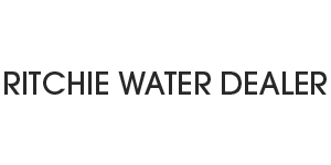 The logo for ritchie water dealer is on a white background.